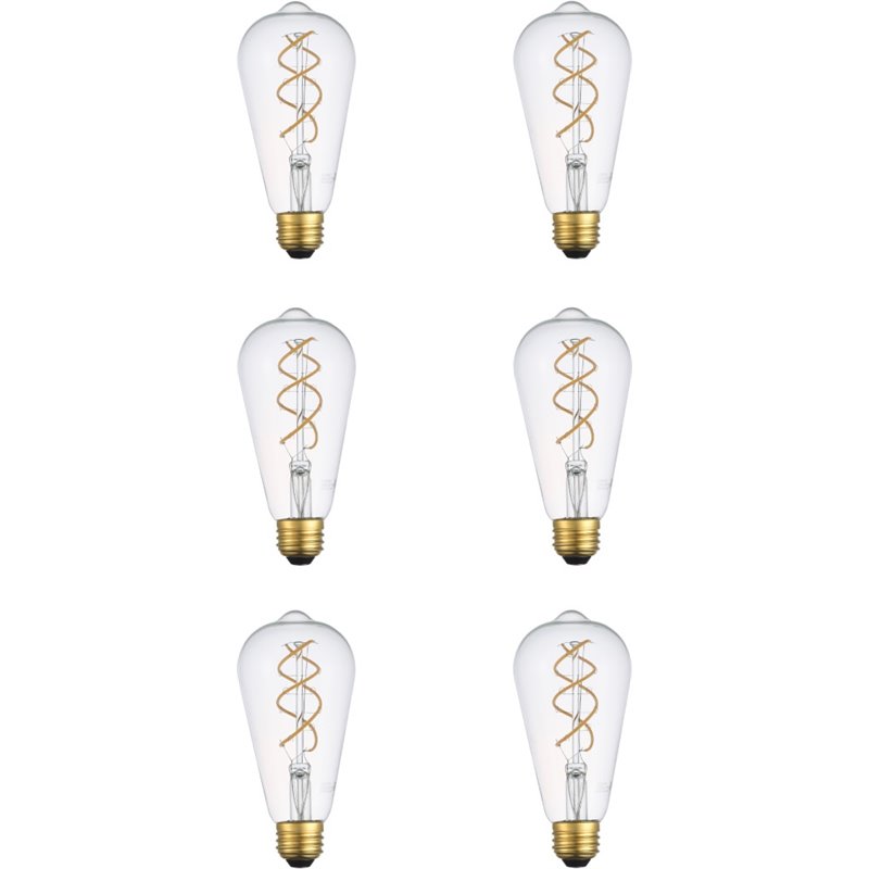 Elitco Lighting Nostalgic 6W 3000K Decorative Helix LED Light Bulb (Set of 6)