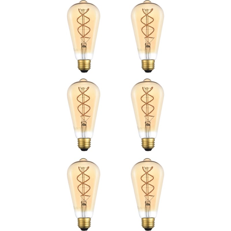 Elitco Lighting Nostalgic 6W 2000K Decorative Helix LED Light Bulb (Set of 6)