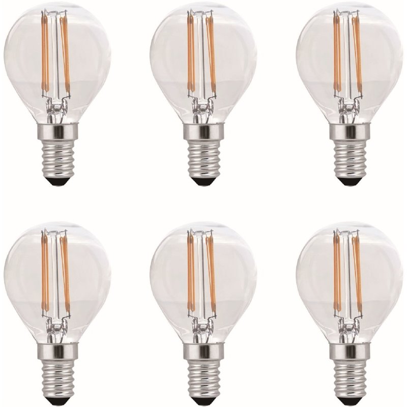 Elitco Lighting Ara Dimmable 4W 2700K Clear Glass LED G14 Light Bulb (Set of 6)