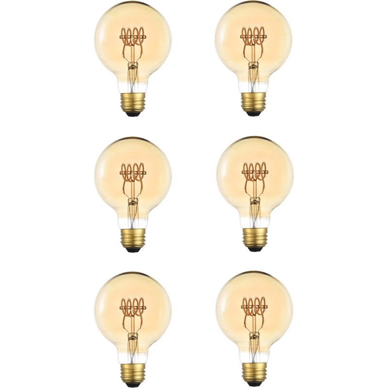 Elitco Lighting Edris 6W 2000K LED Horizontal Helix Glass Light Bulb (Set of 6)