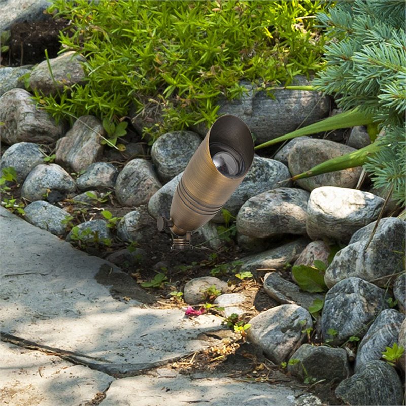 Elitco Lighting Aera Outdoor Cast Brass Spot Light in Antique Brass