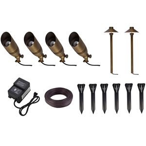 Elitco Lighting Aera Landscape Lighting Full Starter in Brass (Set of 6 Kit 1)