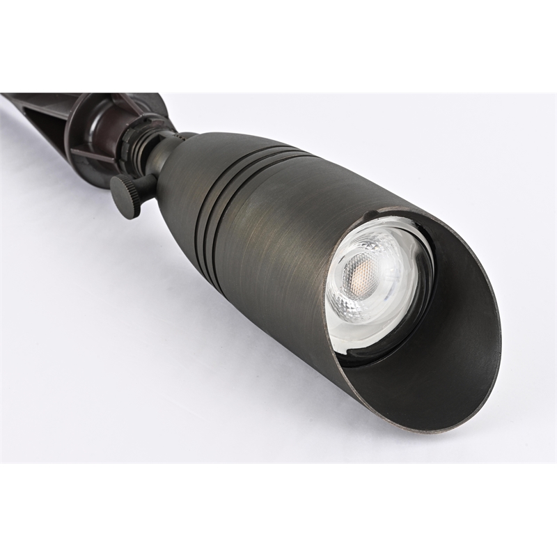 Elitco Outdoor 12V Cast Brass Spot Light 3Inch W X 8.5Inch H Dark Bronze Spring