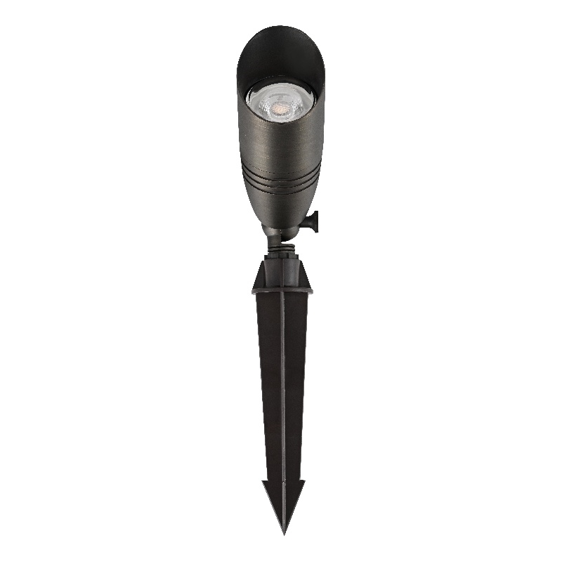 Elitco Outdoor 12V Cast Brass Spot Light 3Inch W X 8.5Inch H Dark Bronze Spring