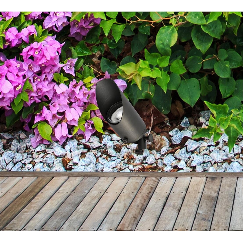 Elitco Outdoor 12V Cast Brass Spot Light 2.25Inch W X 8Inch High In Dark Bronze