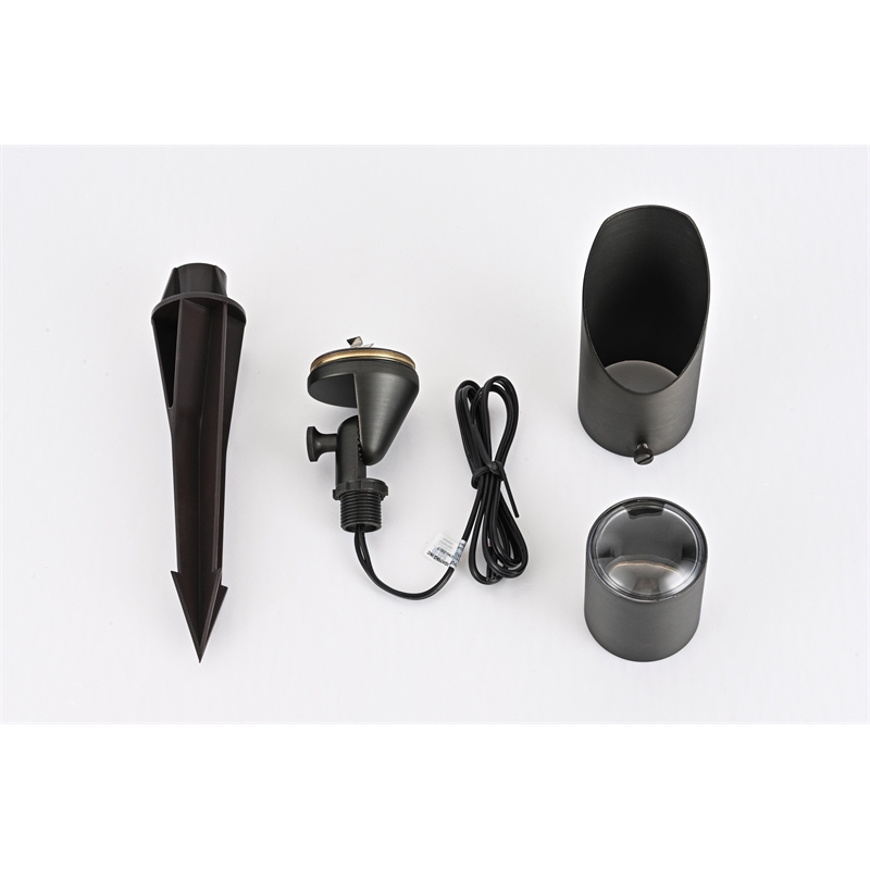 Elitco Outdoor 12V Cast Brass Spot Light 2.25Inch W X 8Inch High In Dark Bronze