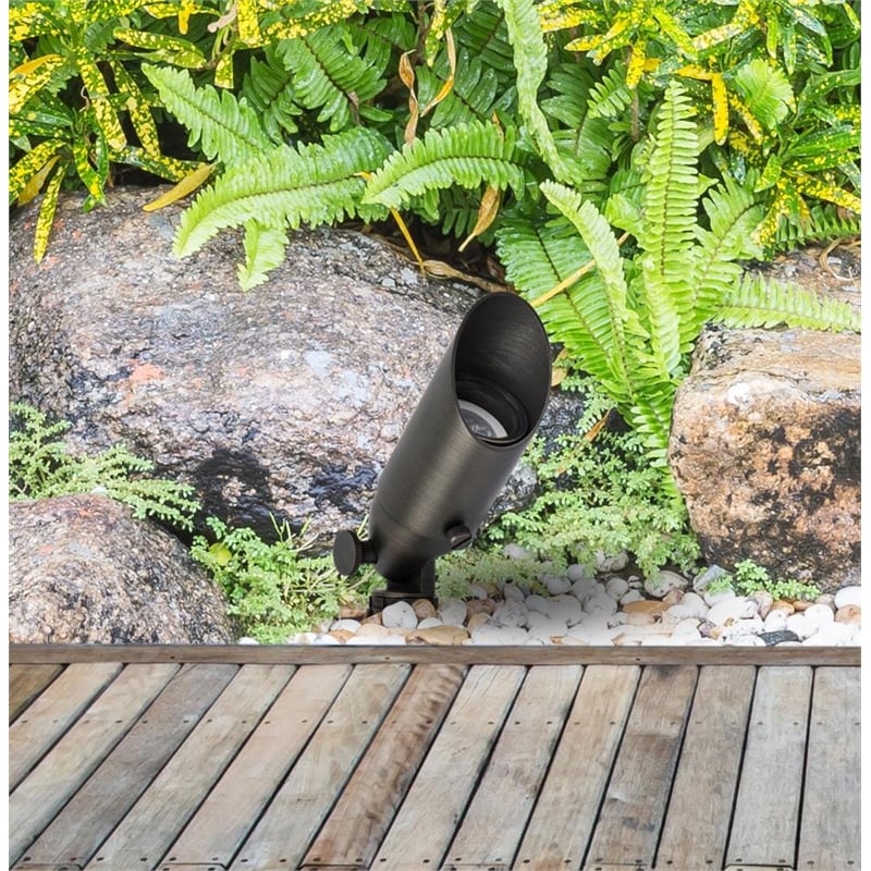 Elitco Outdoor 12V Cast Brass Spot Light 1.75Inch W X 4.5Inch High Dark Bronze