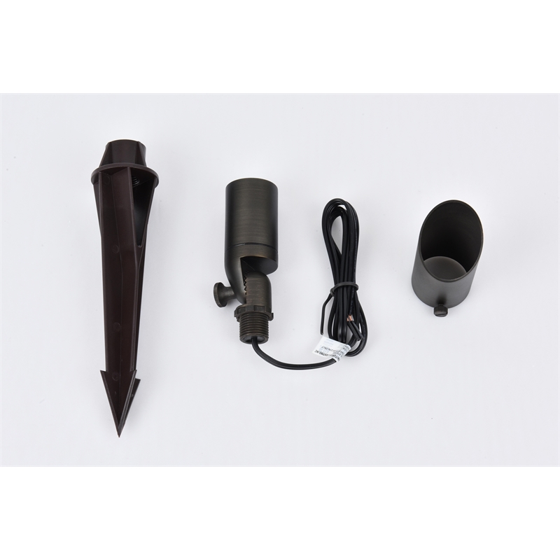 Elitco Outdoor 12V Cast Brass Spot Light 1.75Inch W X 4.5Inch High Dark Bronze