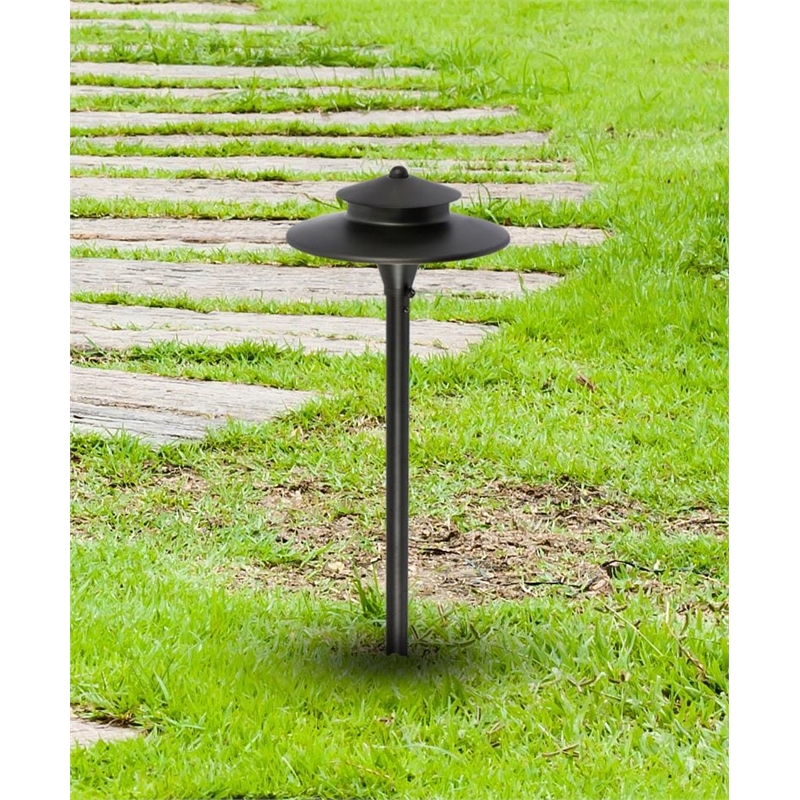 Elitco Outdoor 12V Cast Brass Tier Path Light 9Inch W X 24Inch High Dark Bronze
