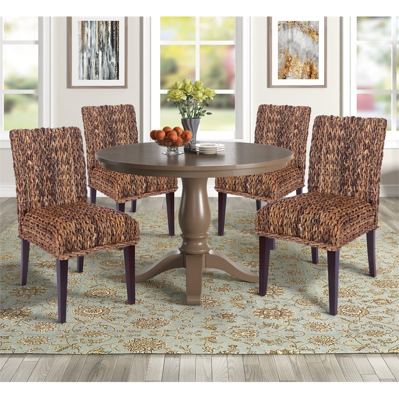 Belmont Home Woven Banana Leaf (Rattan/Wicker) Dining Chair in Honey/Dark Brown