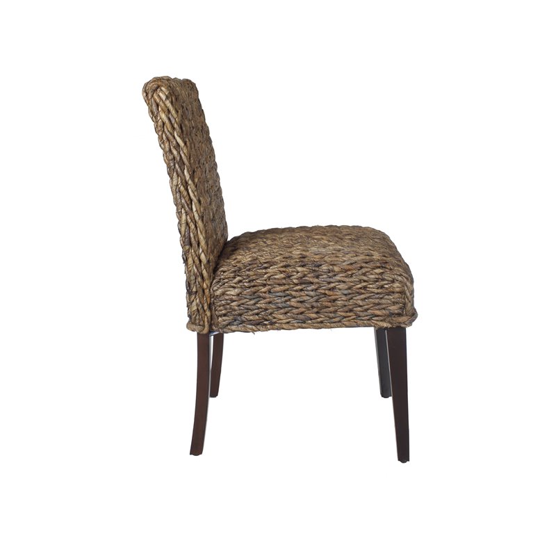 Belmont Home Woven Banana Leaf (Rattan/Wicker) Dining Chair in Honey/Dark Brown
