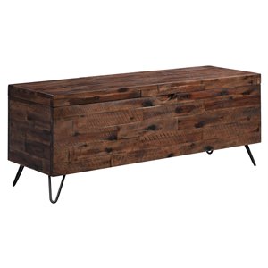 Belmont Home Hailey 46&quot Acacia Wood and Metal Storage Bench in Brown