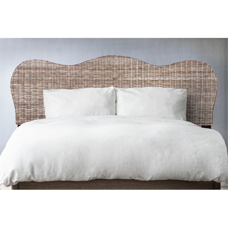 Belmont Home Laguna Coastal Rattan/Wood King Headboard in Gray