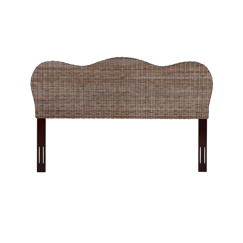 Belmont Home Laguna Coastal Rattan/Wood King Headboard in Gray