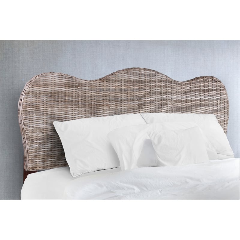 Belmont Home Laguna Coastal Rattan/Wood King Headboard in Gray