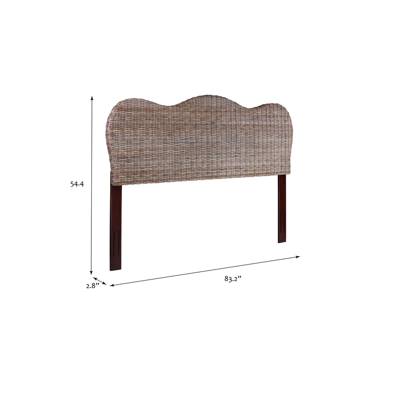 Belmont Home Laguna Coastal Rattan/Wood King Headboard in Gray