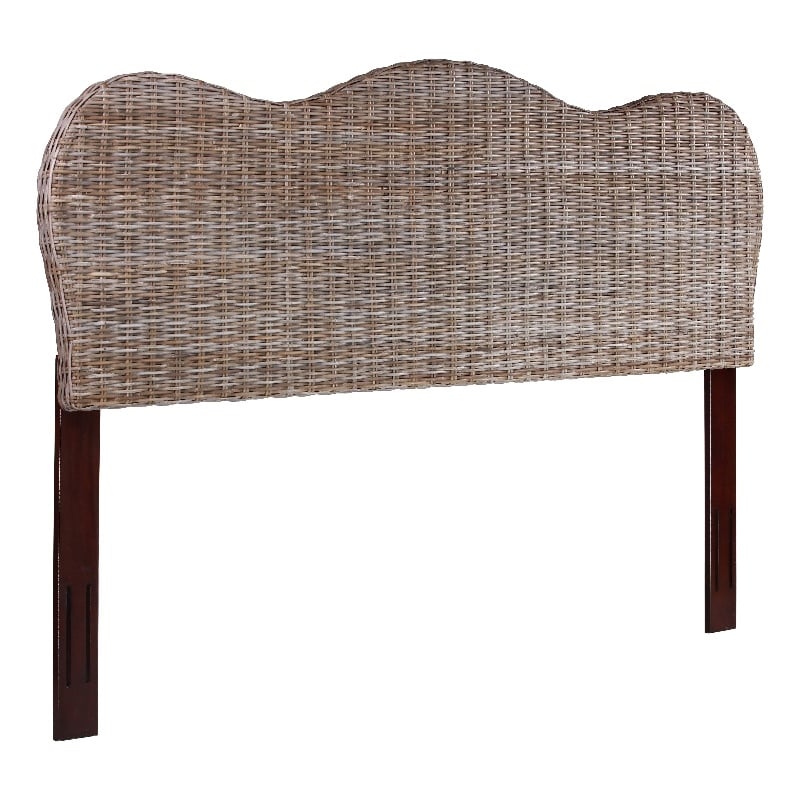 Belmont Home Laguna Coastal Rattan/Wood King Headboard in Gray