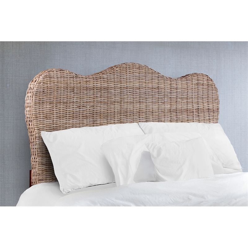 Belmont Home Laguna Coastal Rattan/Wood Queen Headboard in Gray