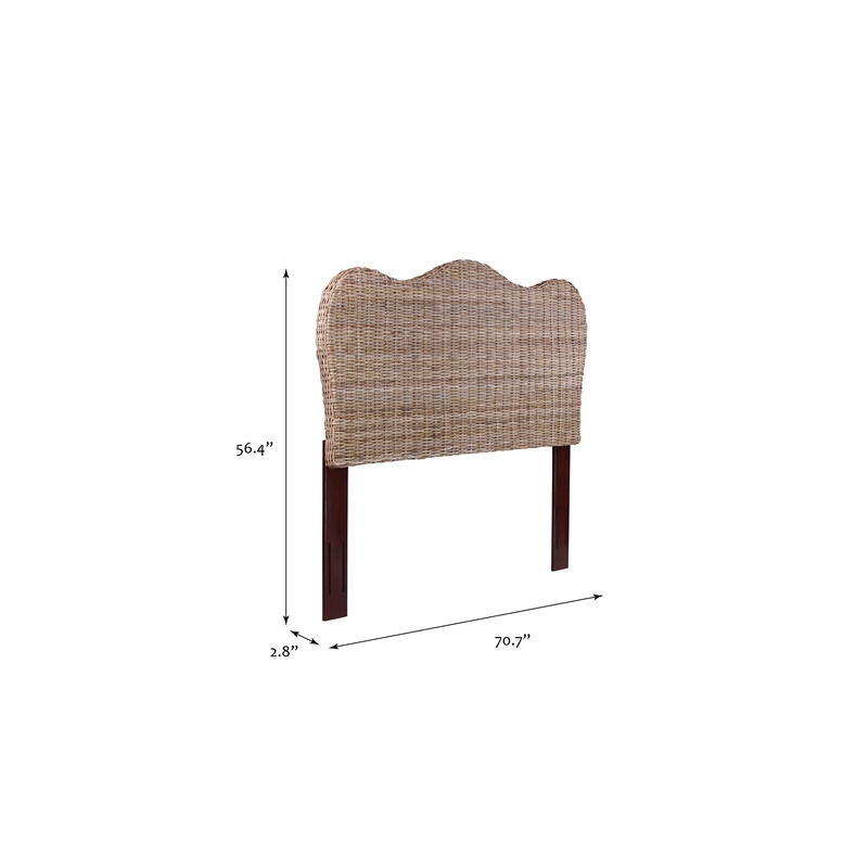 Belmont Home Laguna Coastal Rattan/Wood Queen Headboard in Gray
