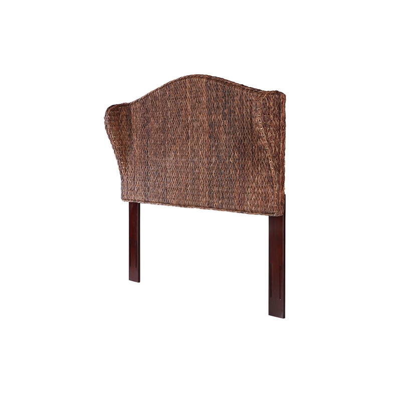 Belmont Home Capistrano Coastal Rattan/Wood Banana Leaf Queen Headboard in Brown