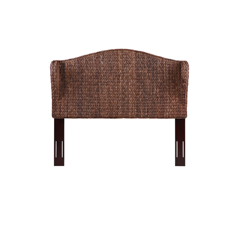 Belmont Home Capistrano Coastal Rattan/Wood Banana Leaf Queen Headboard in Brown