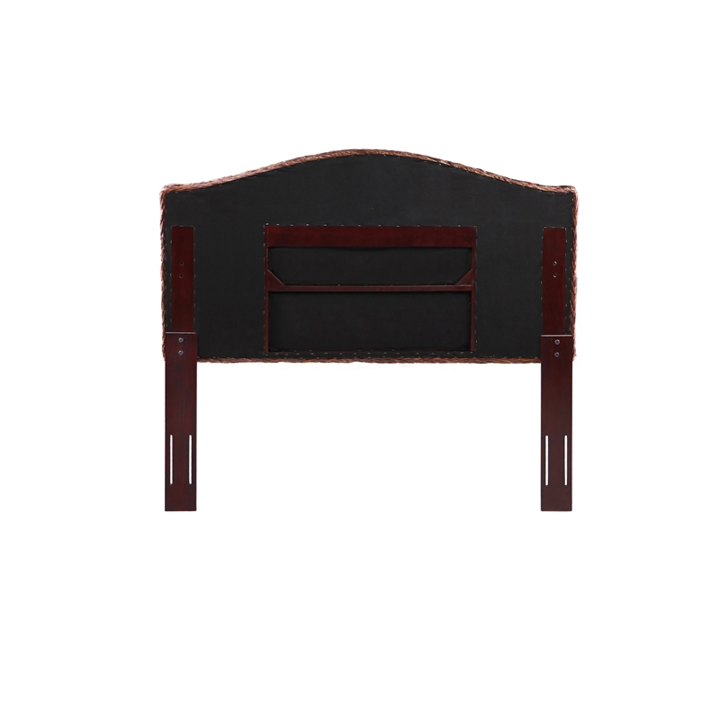 Belmont Home Capistrano Coastal Rattan/Wood Banana Leaf Queen Headboard in Brown