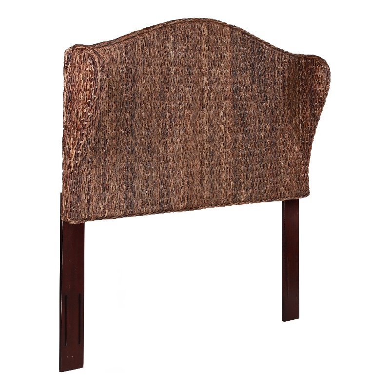 Belmont Home Capistrano Coastal Rattan/Wood Banana Leaf Queen Headboard in Brown