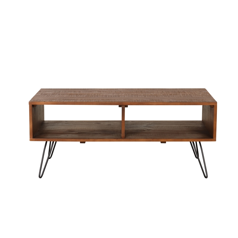 Belmont Home Brighton Solid Acacia Wood Foldable Coffee Table in Brown/Black