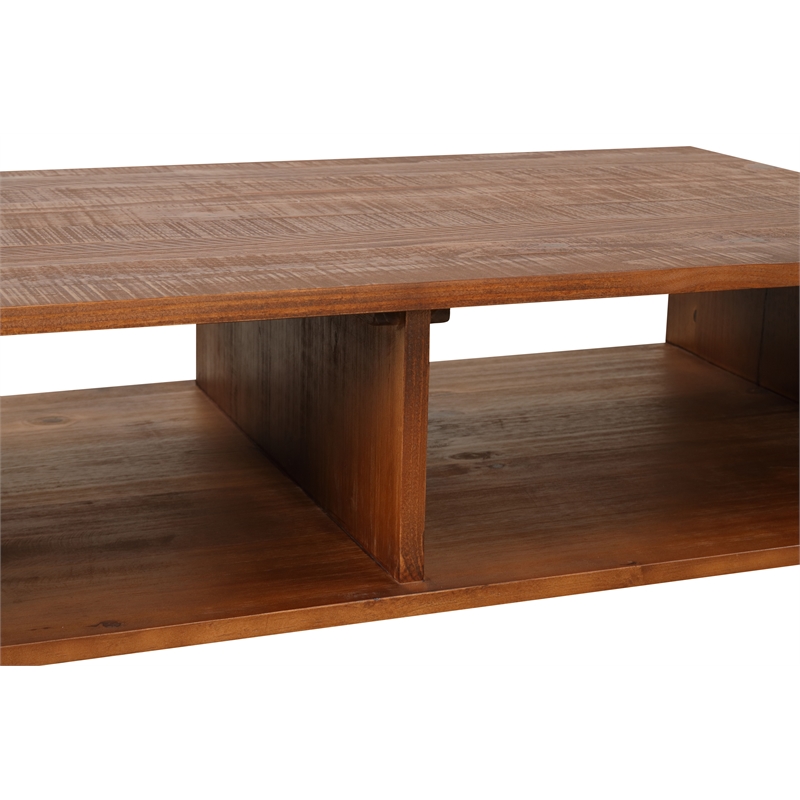 Belmont Home Brighton Solid Acacia Wood Foldable Coffee Table in Brown/Black