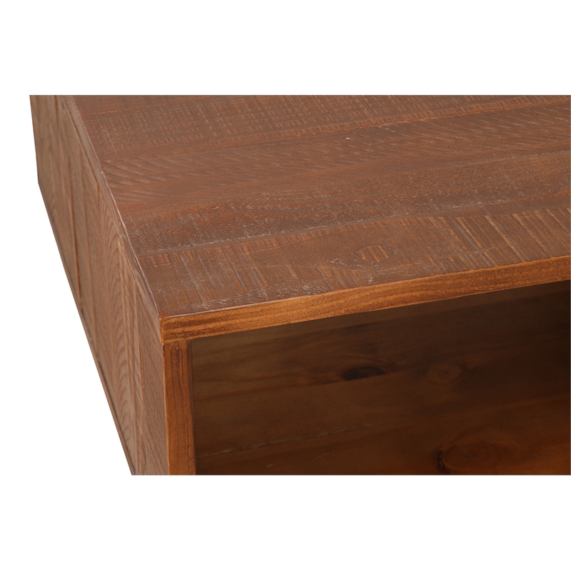 Belmont Home Brighton Solid Acacia Wood Foldable Coffee Table in Brown/Black