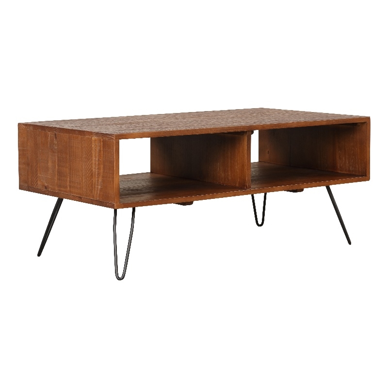 Belmont Home Brighton Solid Acacia Wood Foldable Coffee Table in Brown/Black