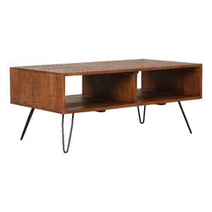 Belmont Home Brighton Solid Acacia Wood Foldable Coffee Table in Brown/Black
