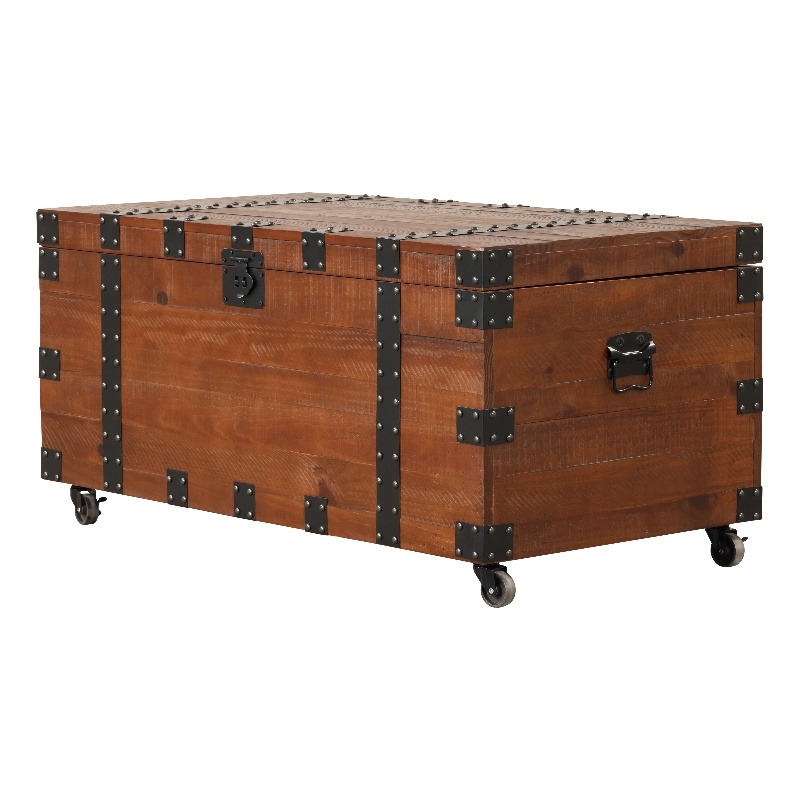 Belmont Home Brighton Natural Reclaimed Wood Trunk Table in Brown/Black