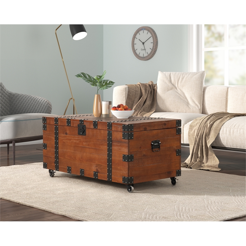 Belmont Home Brighton Natural Reclaimed Wood Trunk Table in Brown/Black