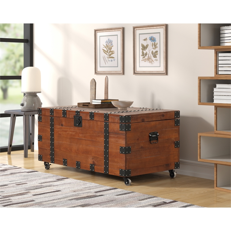 Belmont Home Brighton Natural Reclaimed Wood Trunk Table in Brown/Black
