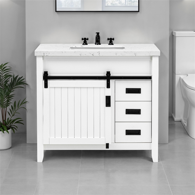 Hanford 37'' Stone Top Bathroom Vanity (7509VB37 + 7722VT37)