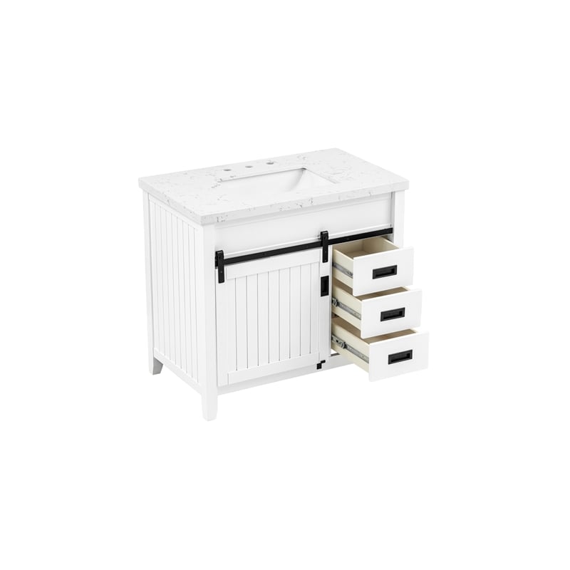 Hanford 37'' Stone Top Bathroom Vanity (7509VB37 + 7722VT37)