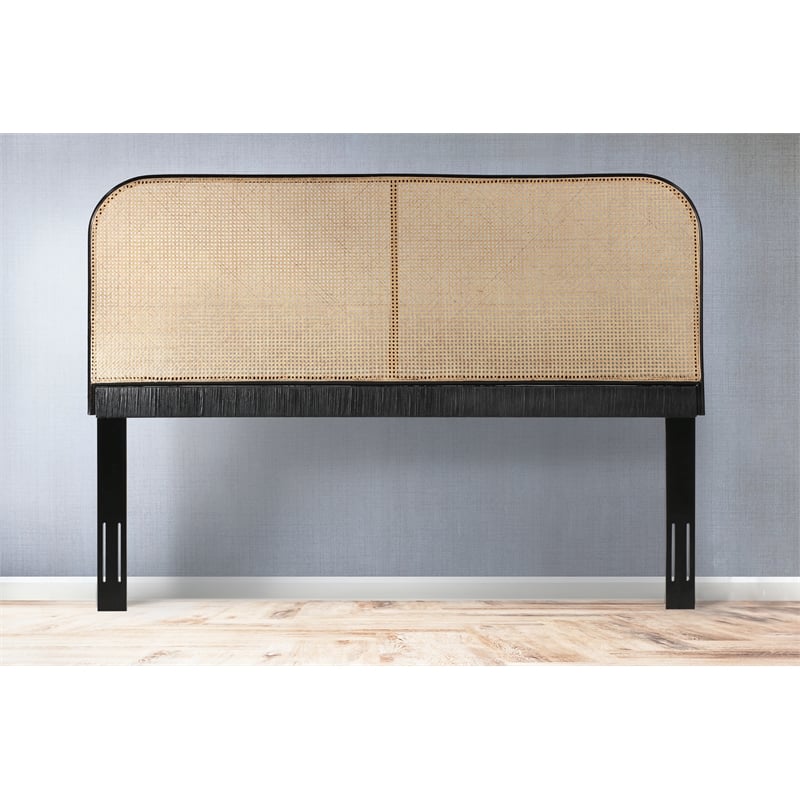 East Indie Cane and Teak Headboard
