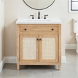 31''Cane Paneled Bathroom Vanity with Engineered Stone Top