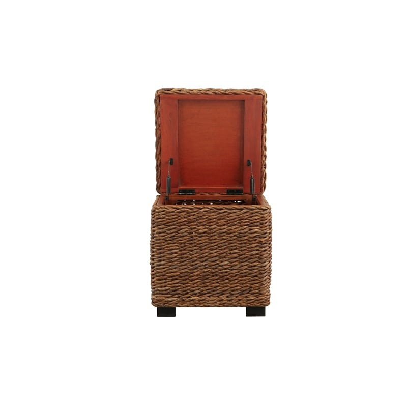Crawford & Burke Woven Banana Leaf Storage Trunk with Lift-Top in Brown