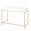 OSP Home Alios Engineered Wood Desk with White Gloss/Rose Gold Chrome Base