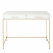 OSP Home Alios Engineered Wood Desk with White Gloss/Rose Gold Chrome Base