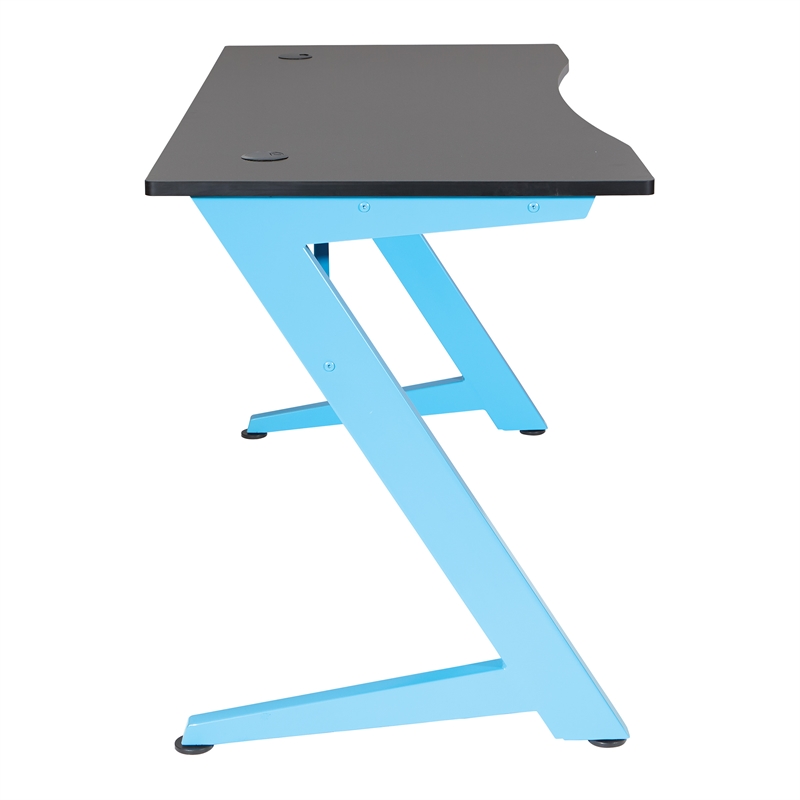 Beta Battlestation Game Desk with Black Carbon Top and Matte Blue Metal Legs