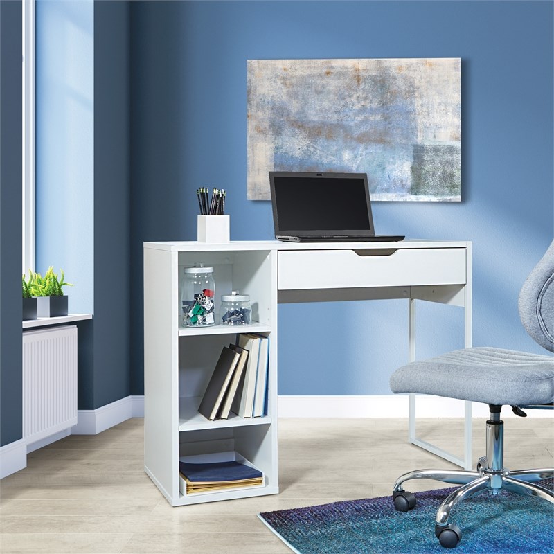 OSP Home Furnishings - Ravel Rectangular Contemporary Engineered Wood 1-Drawer Desk - White - Thumbnail 3