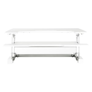multiposition desk riser in white finish with dual lift