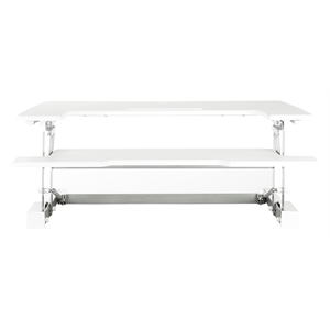 multiposition desk riser in white finish with dual lift