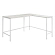 Contempo L-shaped Desk in Campanula White Finish with Metal Steel Frame