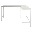Contempo L-shaped Desk in Campanula White Finish with Metal Steel Frame