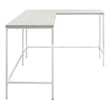 Contempo L-shaped Desk in Campanula White Finish with Metal Steel Frame