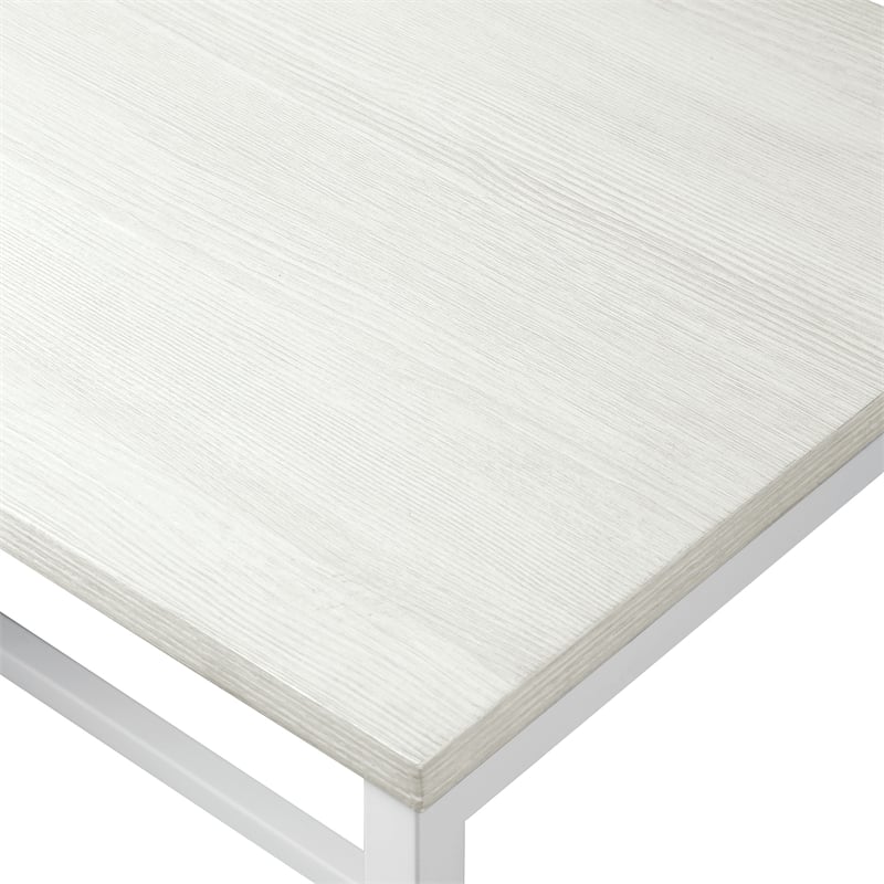 Contempo L-shaped Desk in Campanula White Finish with Metal Steel Frame